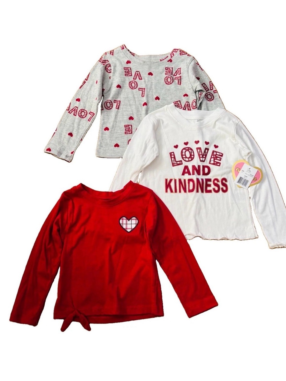 Pink Velvet Little Girls “Love” 3-Pack Long Sleeve T-Shirts - 2T